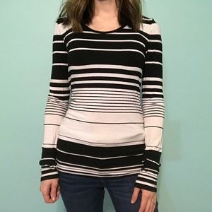 **3/$15** BCBG Max Azria Black and White Striped Long Sleeve Tee